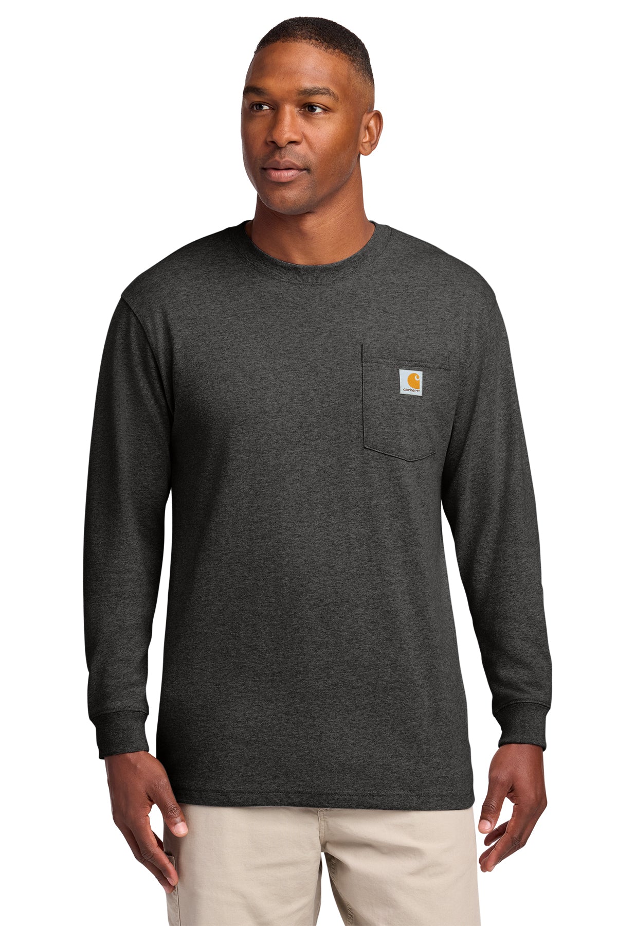 Carhartt® Workwear Pocket Long Sleeve T-Shirt in Carbon Heather, style CTK126