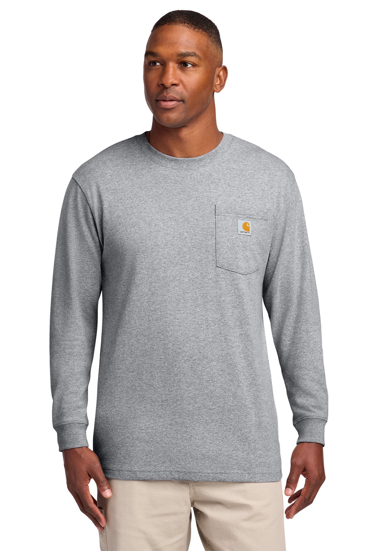 Carhartt® Workwear Pocket Long Sleeve T-Shirt in Heather Grey, style CTK126