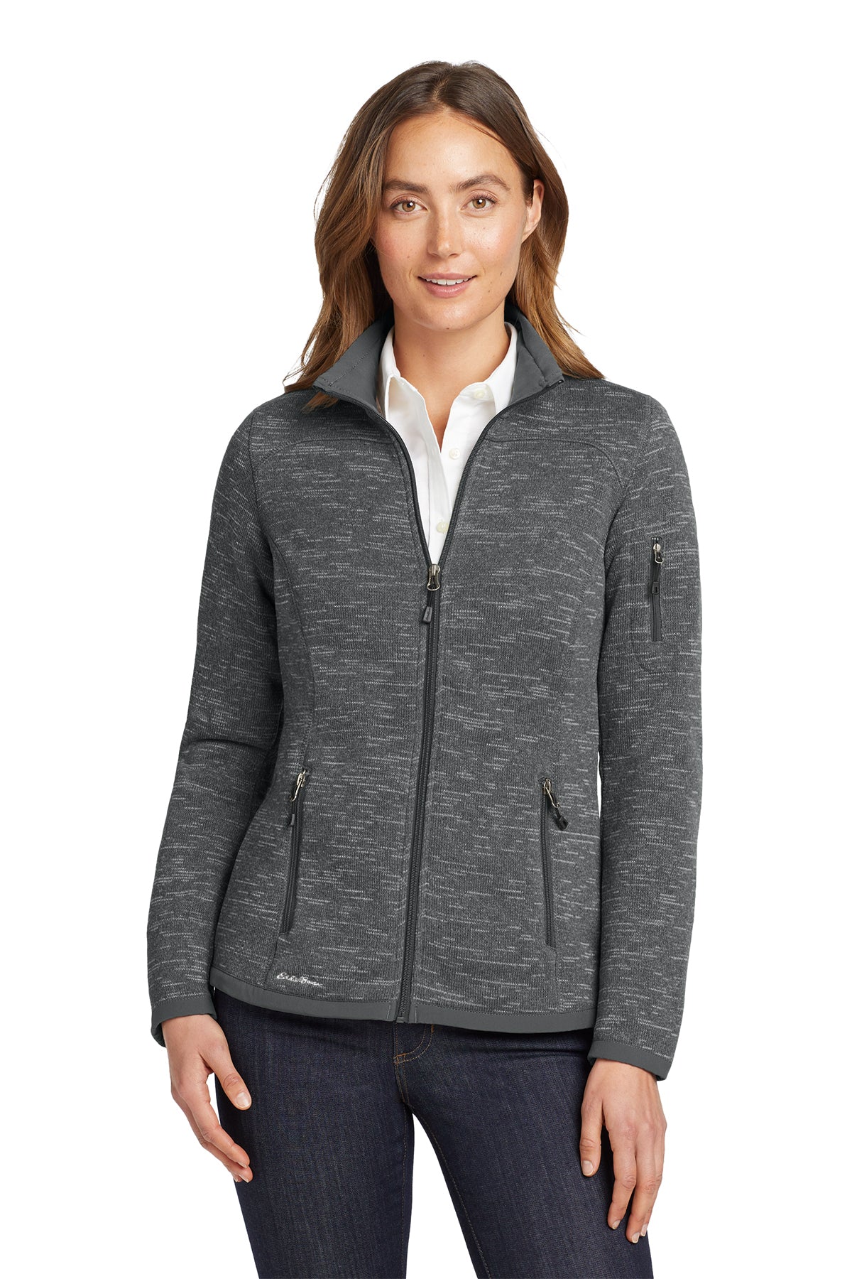 Eddie Bauer Women's Sweater Fleece Full-Zip in Dark Grey Heather, style EB251