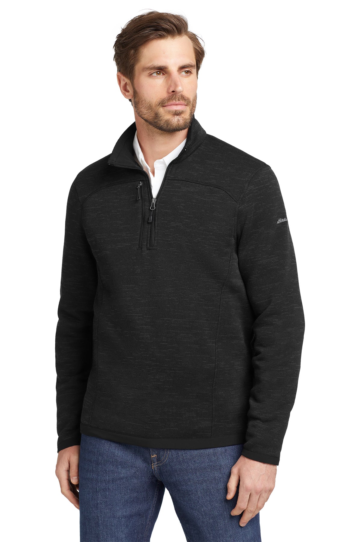 Eddie Bauer Sweater Fleece 1/4-Zip in Black, style EB254