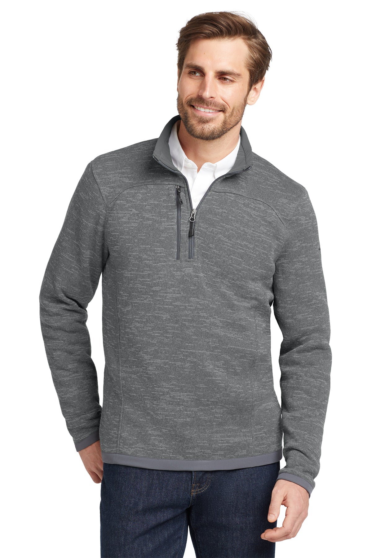 Eddie Bauer Sweater Fleece 1/4-Zip in Dark Grey Heather, style EB254