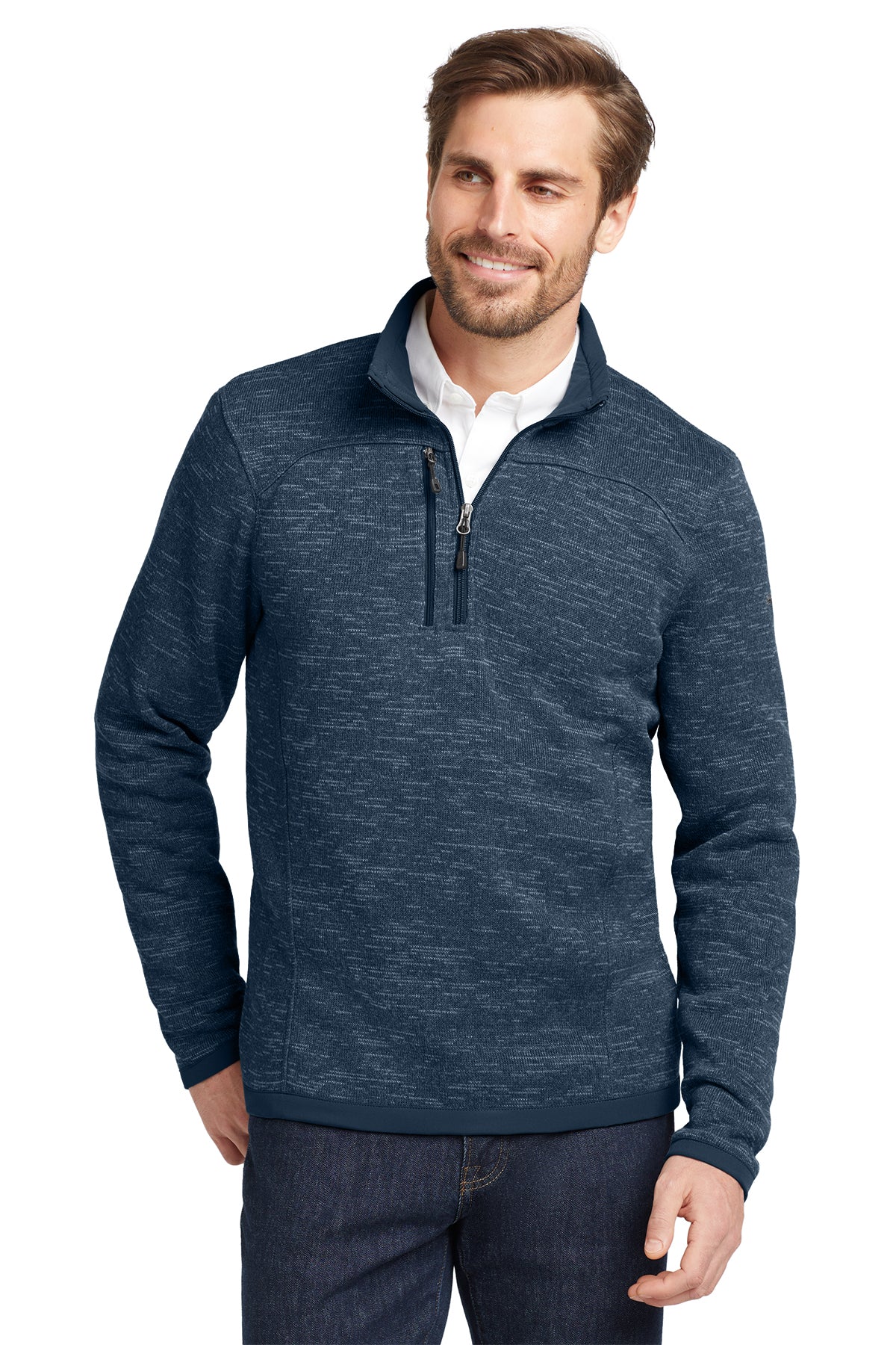 Eddie Bauer Sweater Fleece 1/4-Zip in River Blue Navy Heather, style EB254