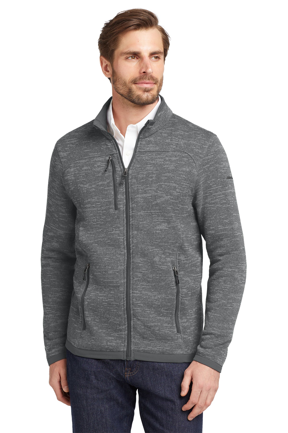 Eddie Bauer Sweater Fleece Full-Zip in Dark Grey Heather, style EB250