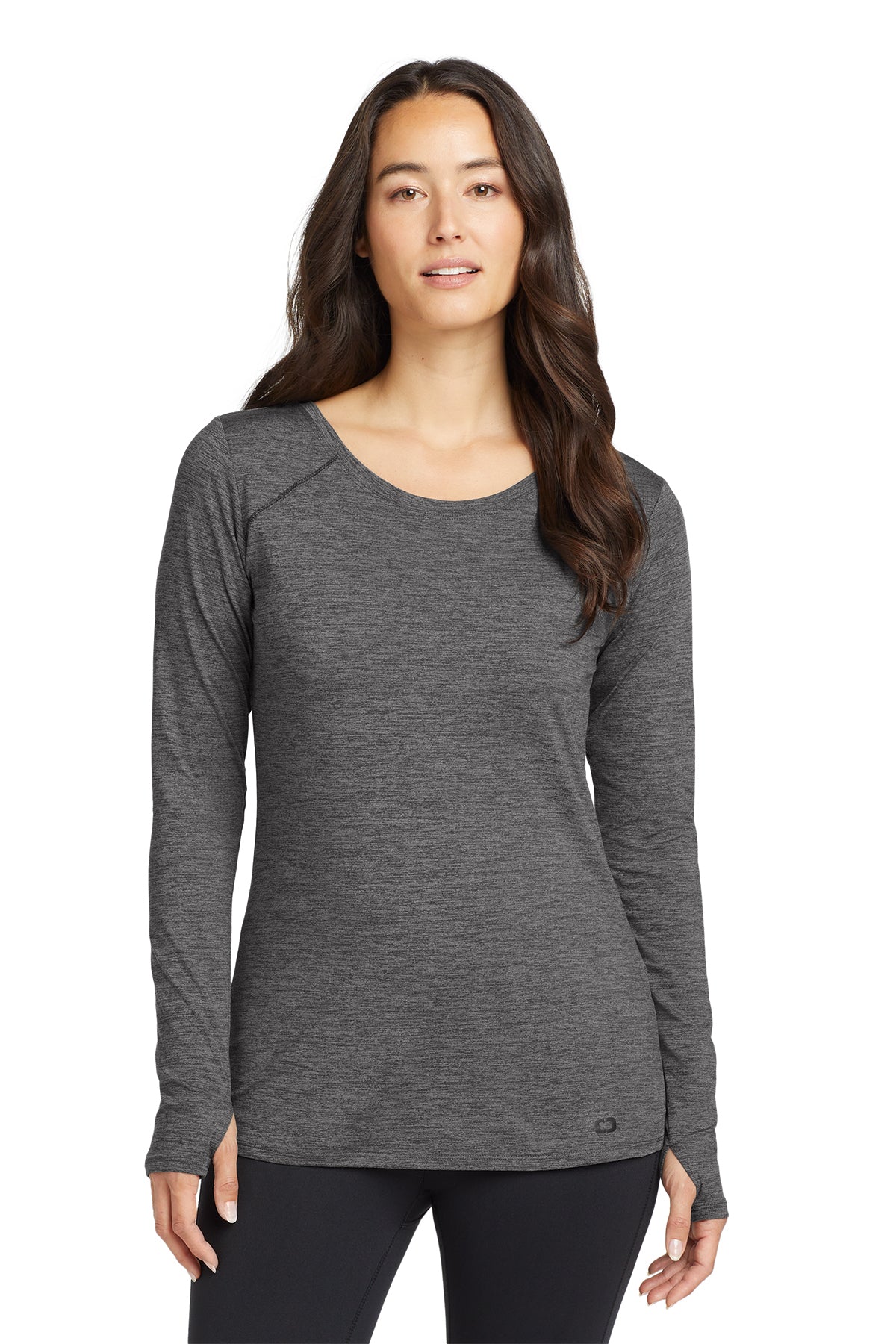 OGIO Women's Force Long Sleeve Tee in Gear Grey Heather, style LOE340