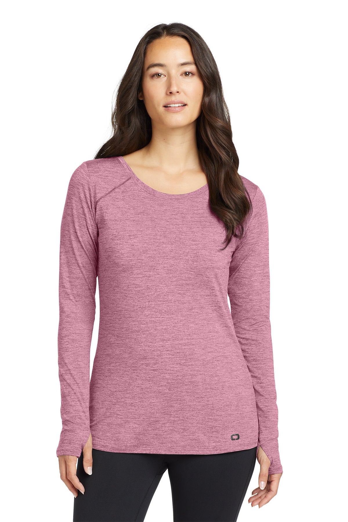 OGIO Women's Force Long Sleeve Tee in Lilac Heather, style LOE340