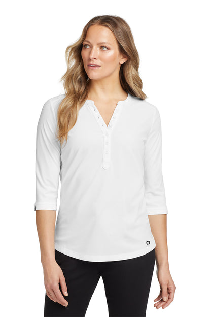 OGIO Women's Jewel Henley in Bright White, style LOG104
