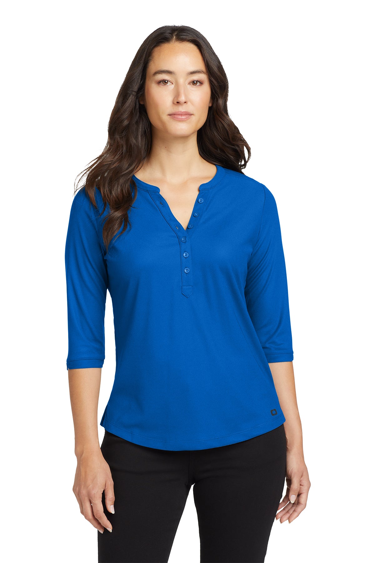 OGIO Women's Jewel Henley in Electric Blue, style LOG104