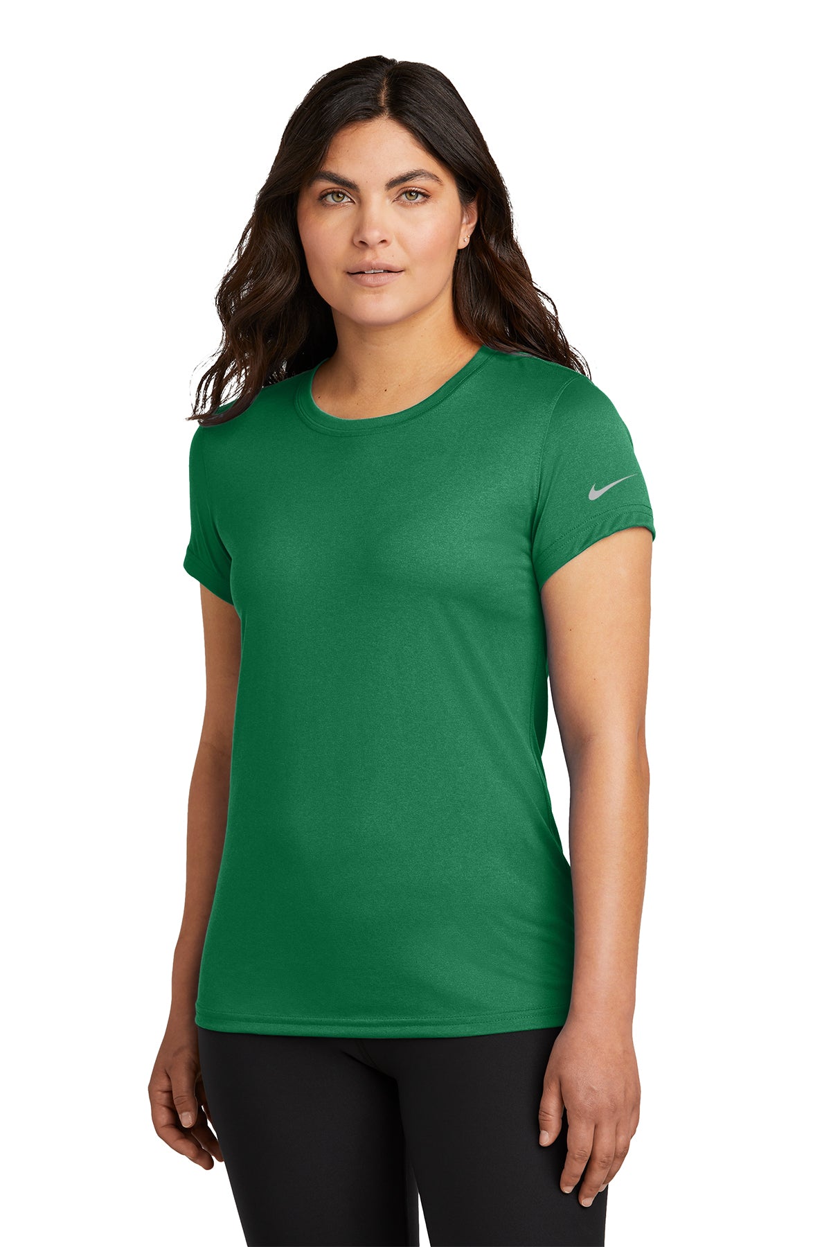 Nike Women's Swoosh Sleeve rLegend Tee in Gorge Green, style NKDX8734