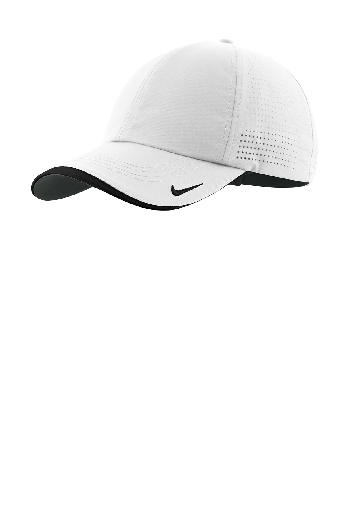 Nike Dri-FIT Perforated Performance Cap in White/ Black, style NKFB6445