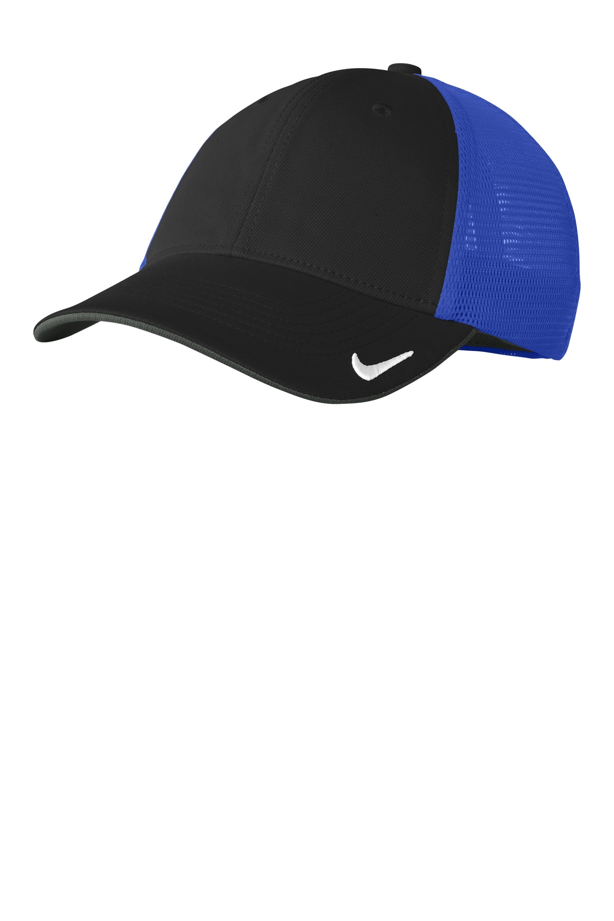 Nike Stretch-to-Fit Mesh Back Cap in Black/ Game Royal, style NKFB6448