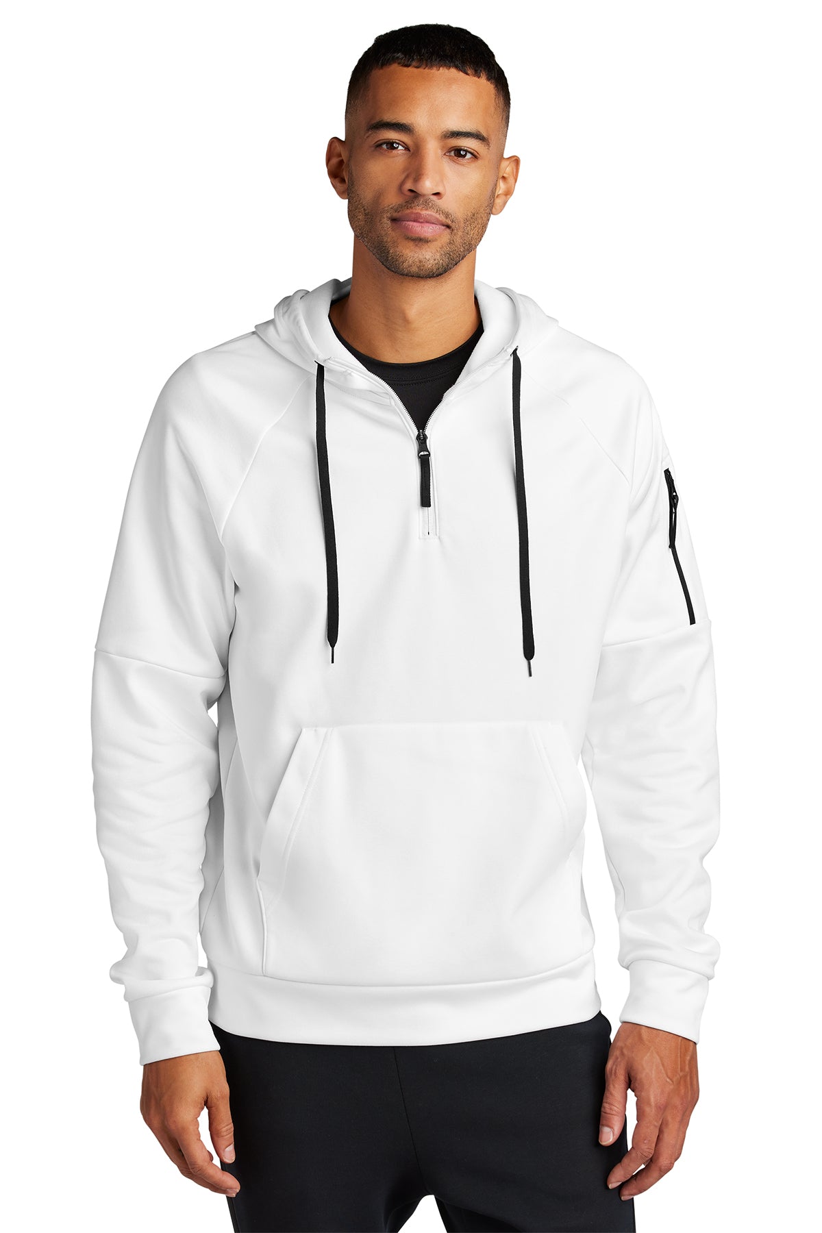 Nike Therma-FIT Pocket 1/4-Zip Fleece Hoodie in White, style NKFD9742