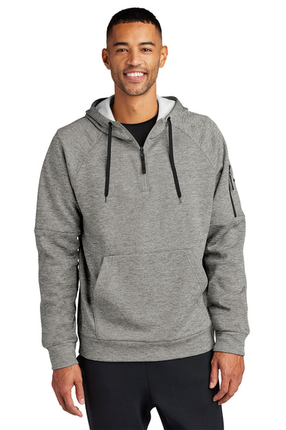 Nike Therma-FIT Pocket 1/4-Zip Fleece Hoodie in Dark Grey Heather, style NKFD9742