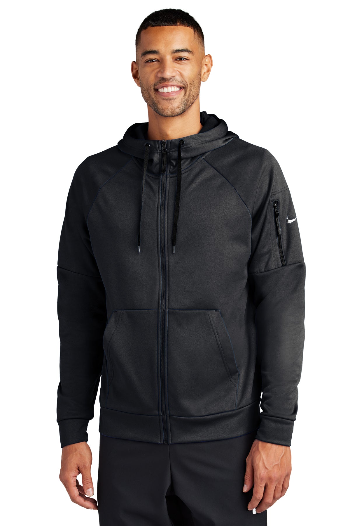 Nike Therma-FIT Pocket Full-Zip Fleece Hoodie in Black, style NKFD9859