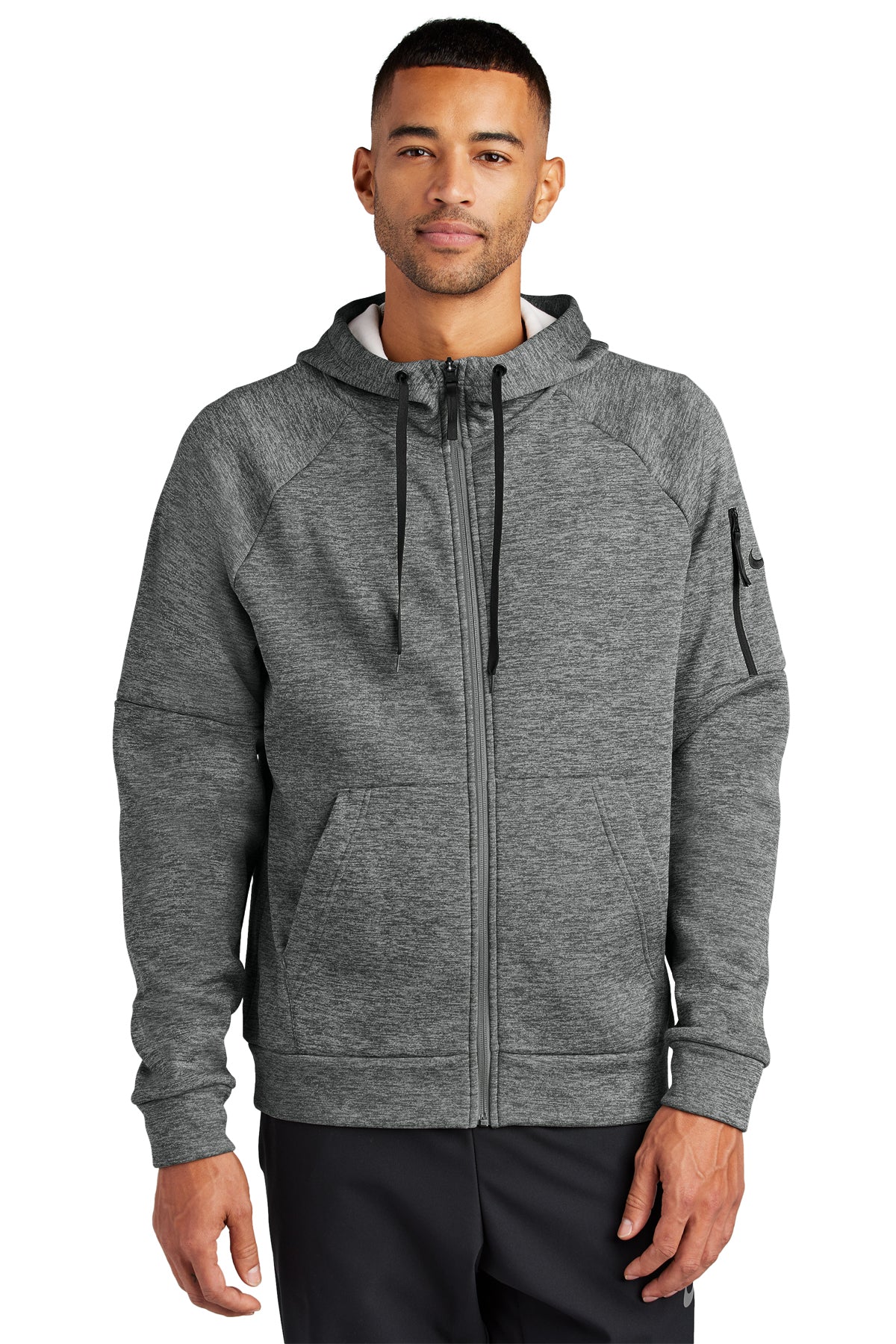 Nike Therma-FIT Pocket Full-Zip Fleece Hoodie in Charcoal Heather, style NKFD9859