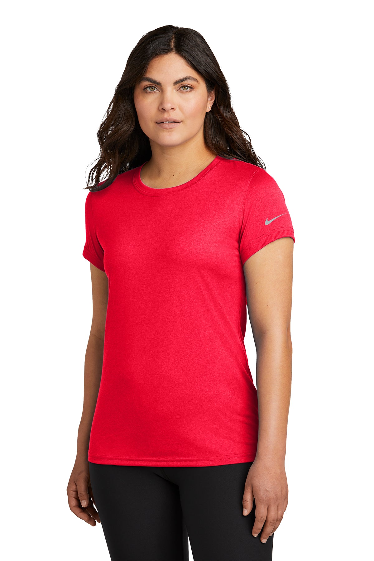 Nike Women's Swoosh Sleeve rLegend Tee in University Red, style NKDX8734