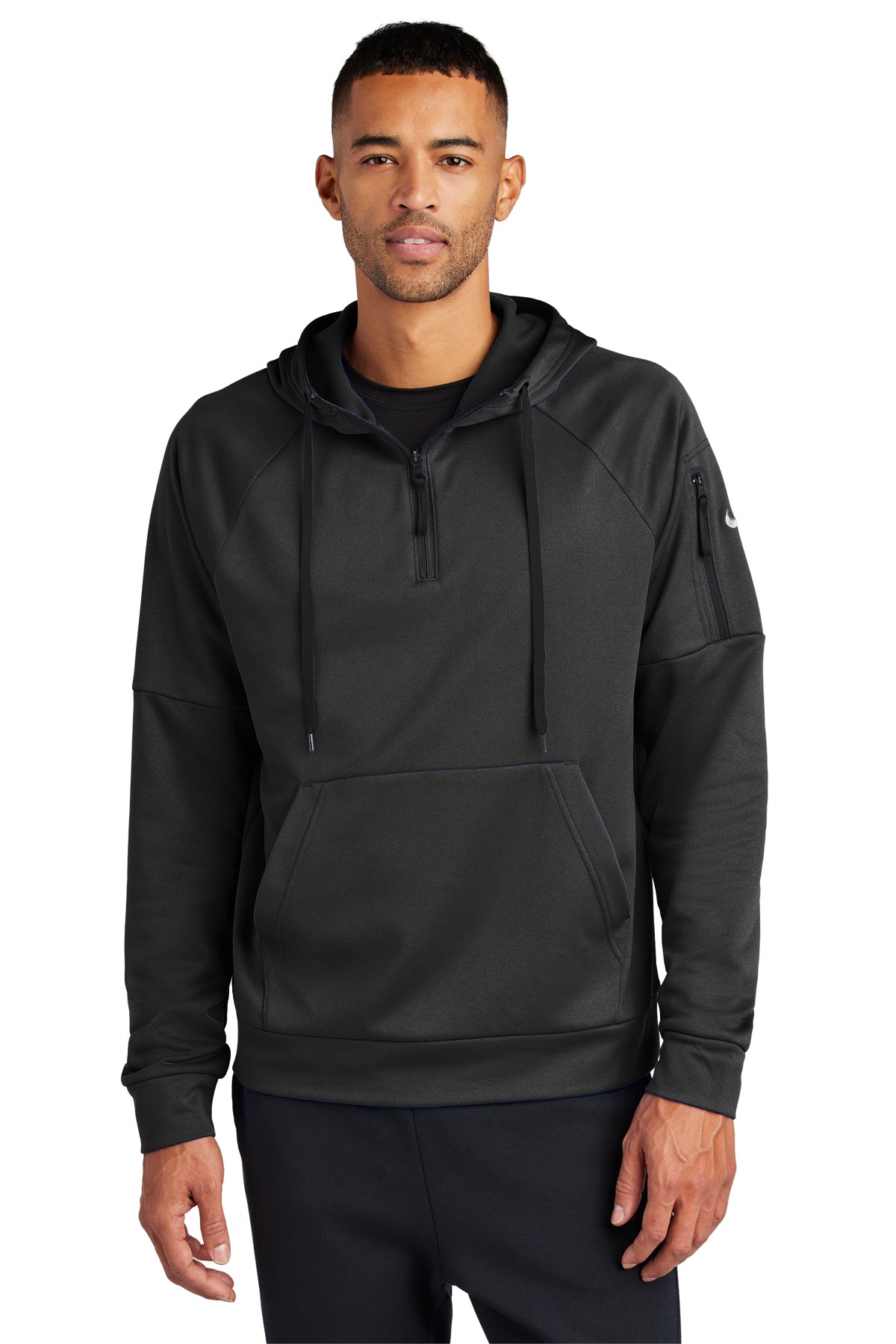 Nike Therma-FIT Pocket 1/4-Zip Fleece Hoodie in Black, style NKFD9742