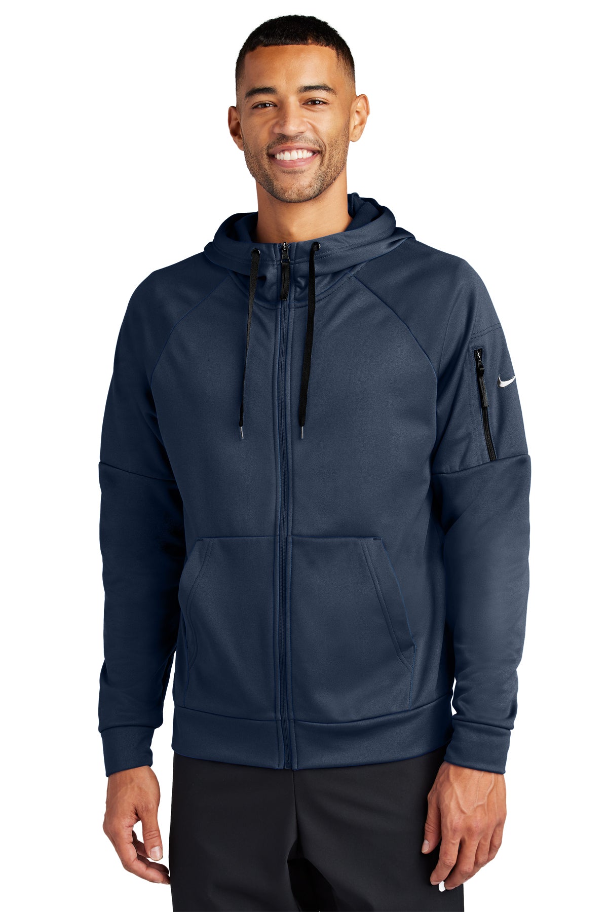 Nike Therma-FIT Pocket Full-Zip Fleece Hoodie in Navy, style NKFD9859