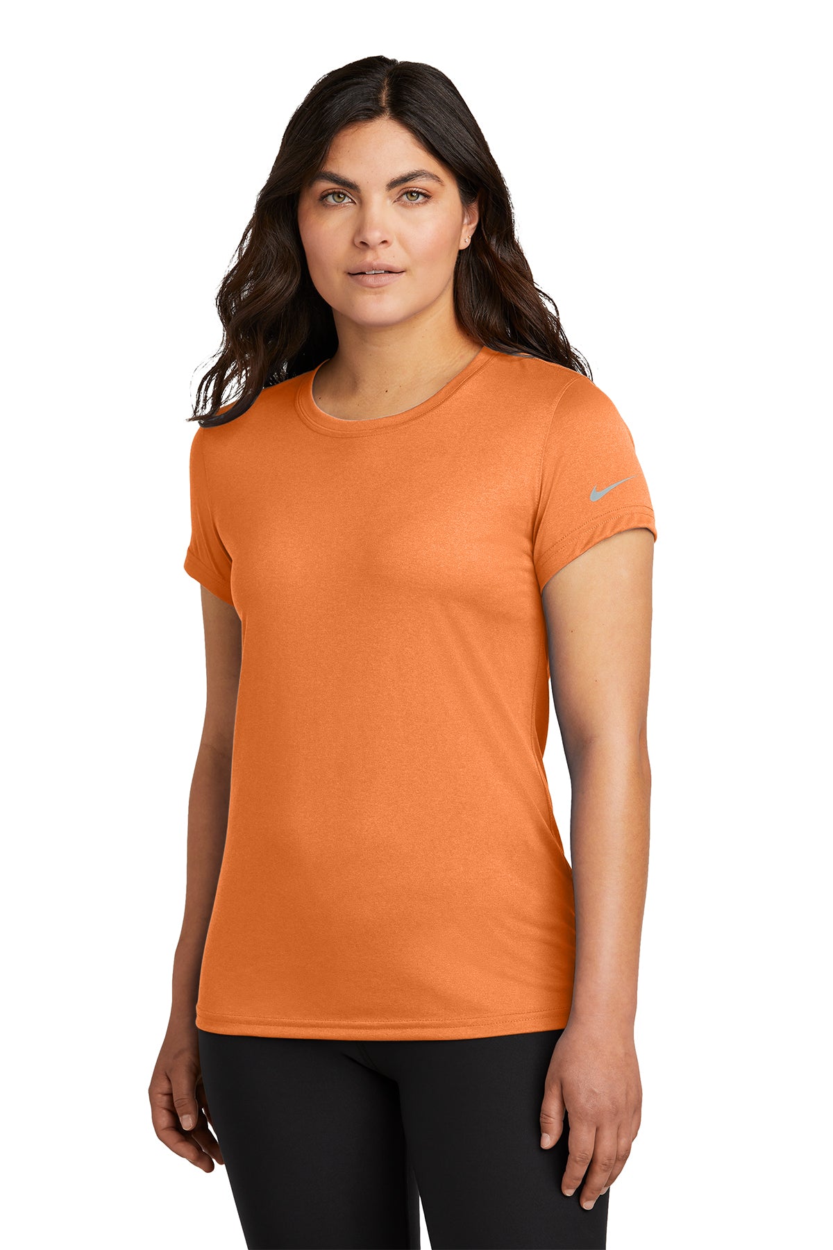 Nike Women's Swoosh Sleeve rLegend Tee in Desert Orange, style NKDX8734