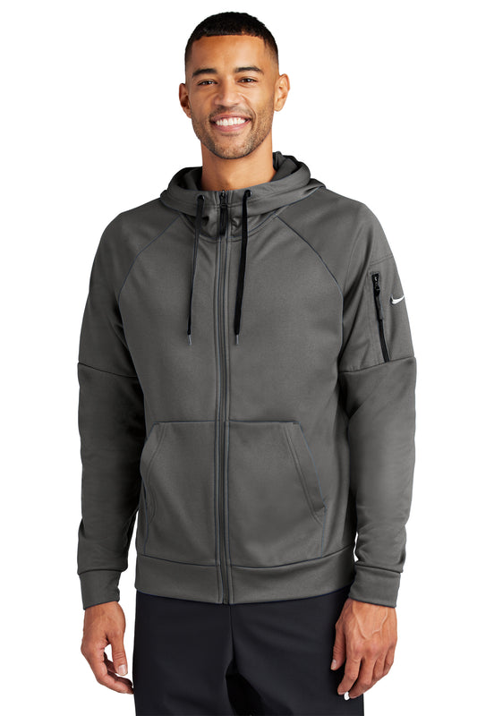 Nike Therma-FIT Pocket Full-Zip Fleece Hoodie in Anthracite, style NKFD9859