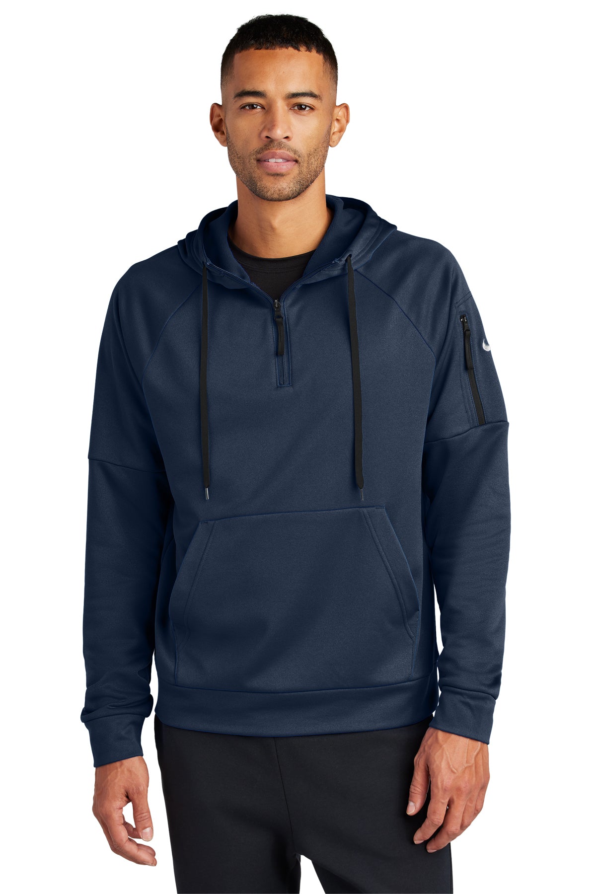 Nike Therma-FIT Pocket 1/4-Zip Fleece Hoodie in Navy, style NKFD9742