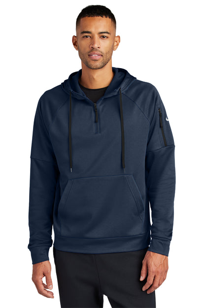Nike Therma-FIT Pocket 1/4-Zip Fleece Hoodie in Navy, style NKFD9742