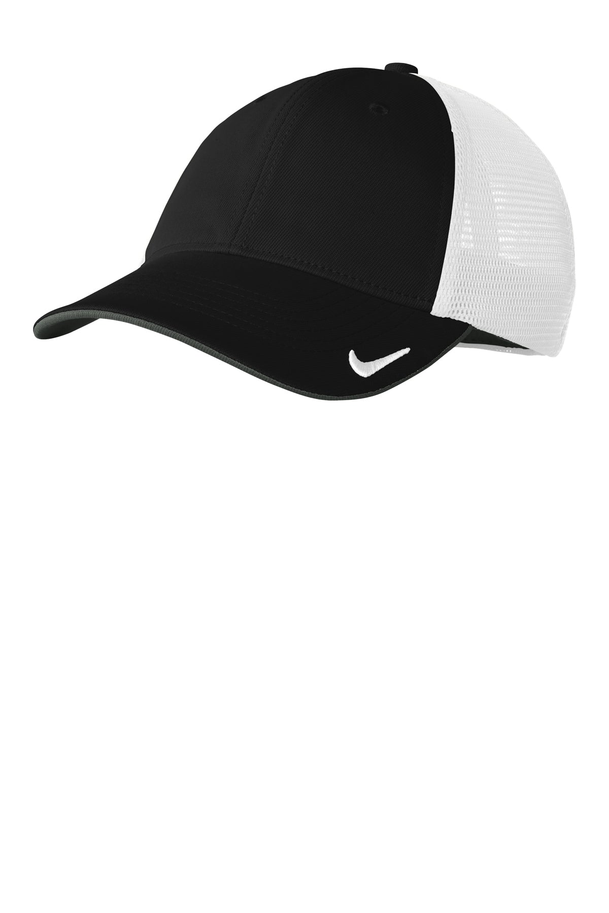 Nike Stretch-to-Fit Mesh Back Cap in Black/ White, style NKFB6448