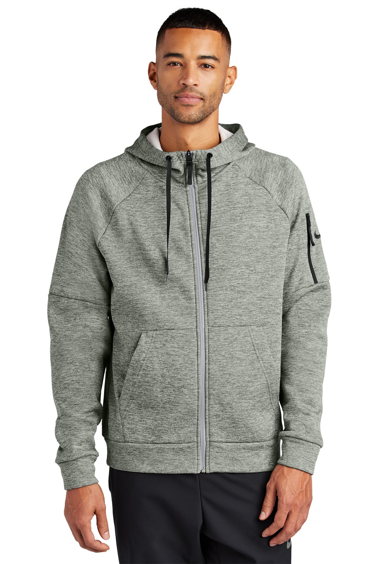 Nike Therma-FIT Pocket Full-Zip Fleece Hoodie in Dark Grey Heather, style NKFD9859