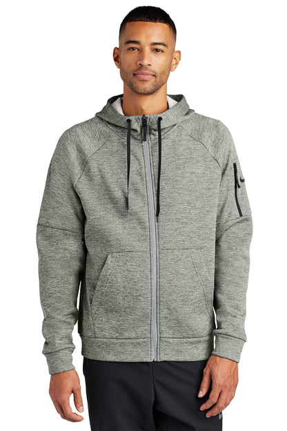 Nike Therma-FIT Pocket Full-Zip Fleece Hoodie in Dark Grey Heather, style NKFD9859