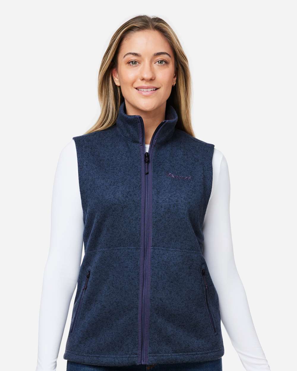 Marmot Women's Drop Line Fleece Vest in Arctic Navy Heather, style M16251