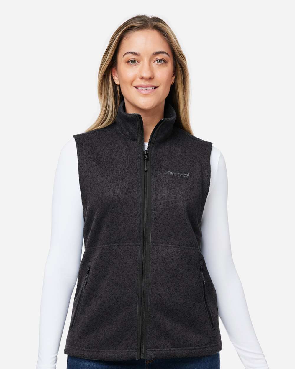 Marmot Women's Drop Line Fleece Vest in Black Heather, style M16251