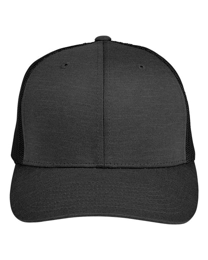 Team 365 TT802 Zone Performance Trucker Cap in Black Heather/Black