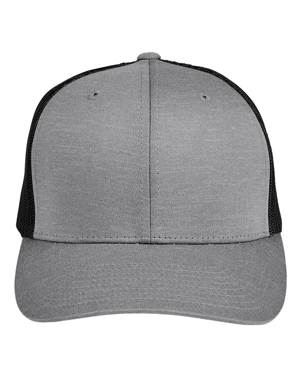 Team 365 TT802 Zone Performance Trucker Cap in Dark Grey Heather/Black