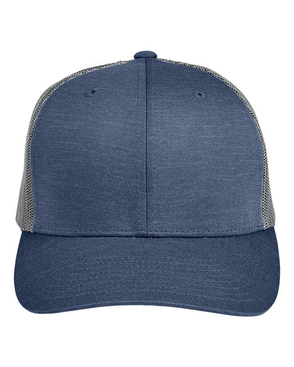 Team 365 TT802 Zone Performance Trucker Cap in Sport Dark Navy Heather/Sport Graphite