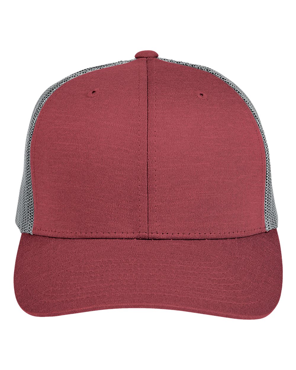 Team 365 TT802 Zone Performance Trucker Cap in Sport Maroon Heather/Sport Graphite
