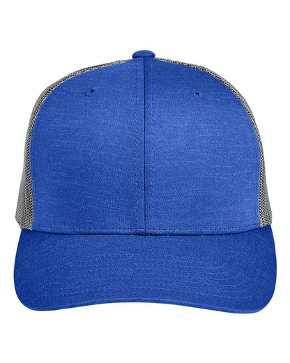 Team 365 TT802 Zone Performance Trucker Cap in Sport Royal Heather/Sport Graphite