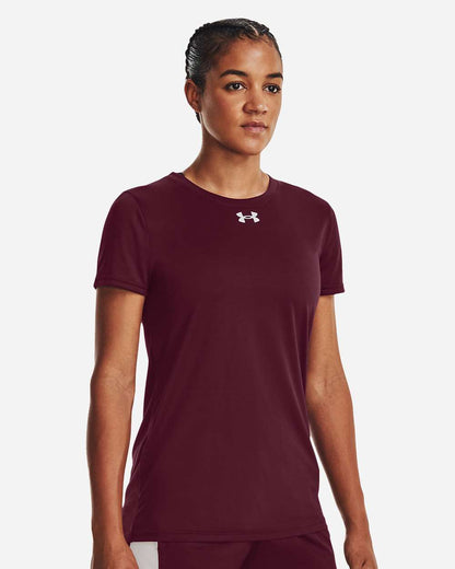 Under Armour Women's Team Tech T-Shirt in Maroon/ White, style 1376847