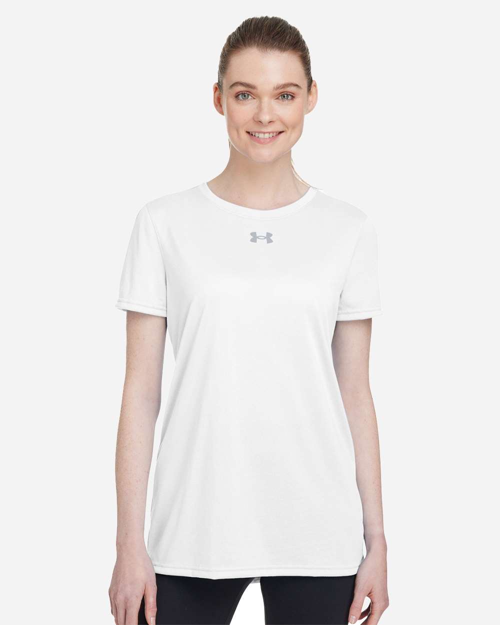 Under Armour Women's Team Tech T-Shirt in White/ Mod Grey, style 1376847