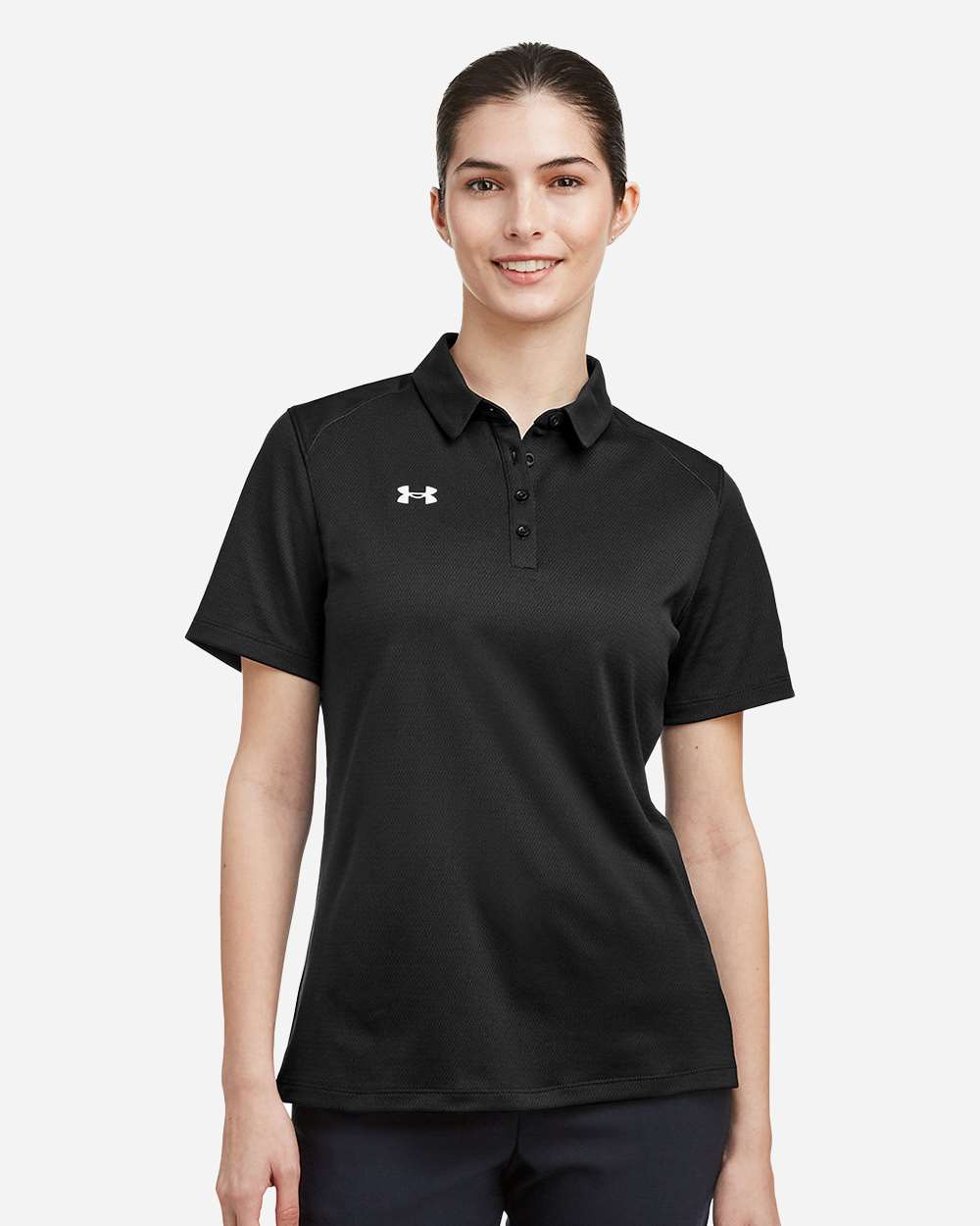 Under Armour Women's Tech Polo in Black/ White, style 1370431