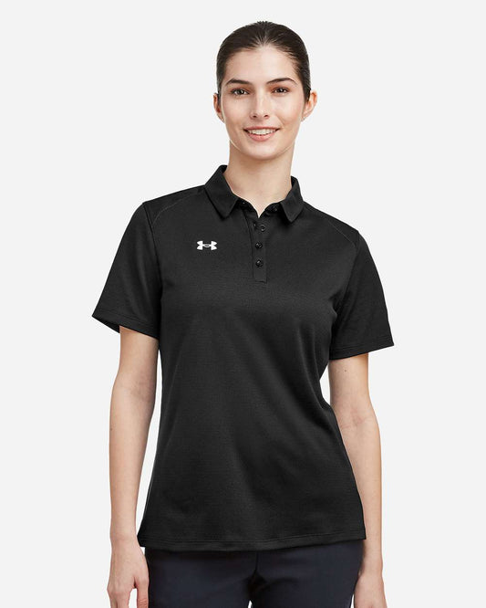 Under Armour Women's Tech Polo in Black/ White, style 1370431