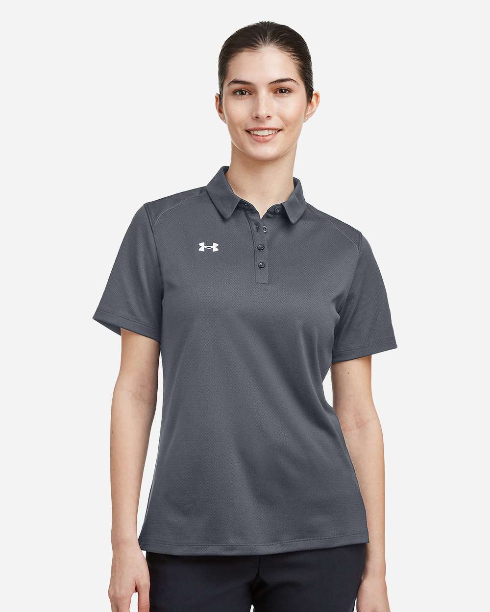 Under Armour Women's Tech Polo in CS Grey Light Heather/ White, style 1370431