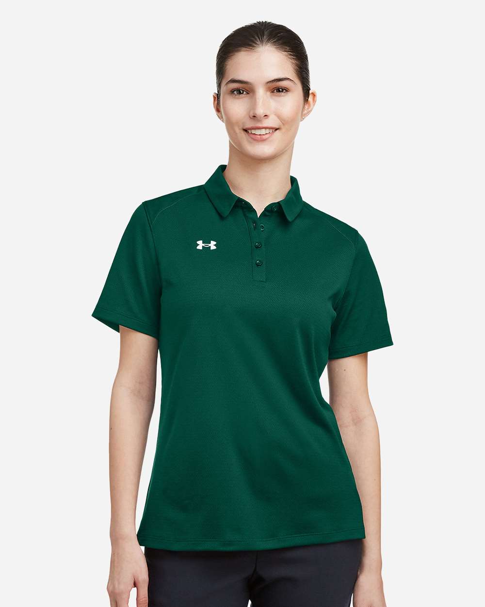 Under Armour Women's Tech Polo in Forest Green/ White, style 1370431
