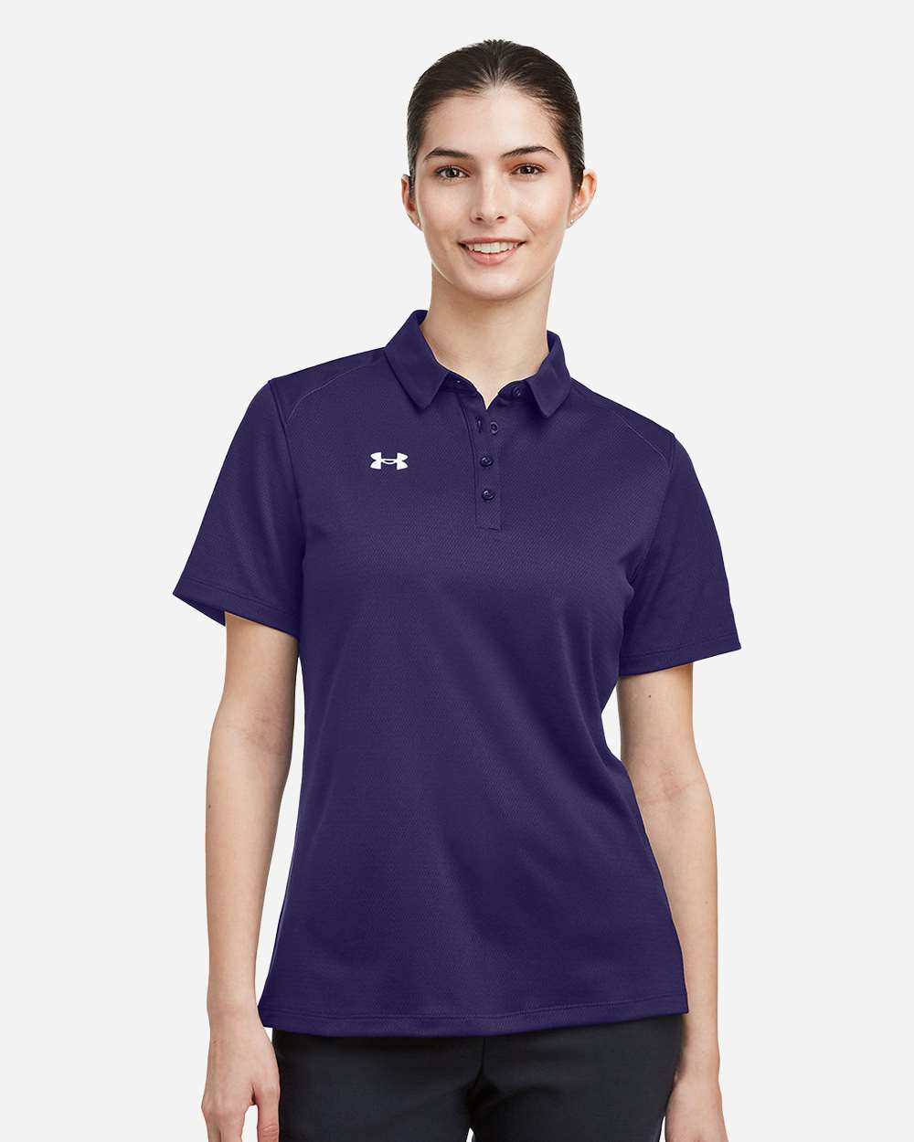 Under Armour Women's Tech Polo in Purple/ White, style 1370431