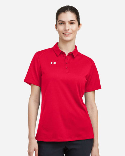 Under Armour Women's Tech Polo in Red/ White, style 1370431