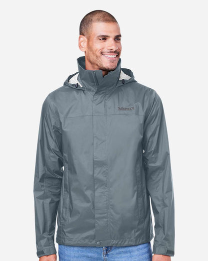 Marmot Men's PreCip Eco Packable Rain Jacket in Steel Onyx, style M15881