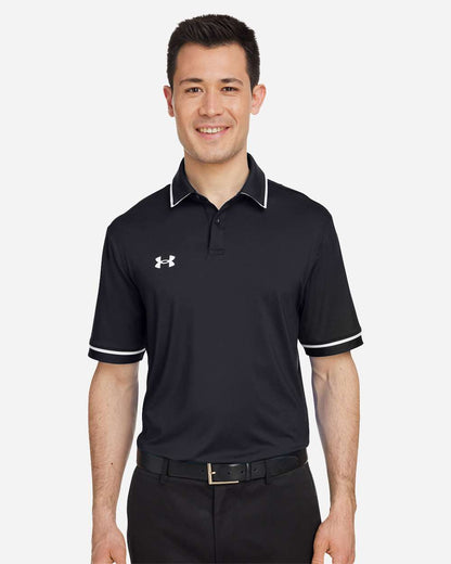 Under Armour Men's Tipped Teams Performance Polo in Black/ White, style 1376904