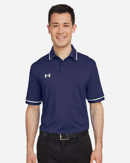 Under Armour Men's Tipped Teams Performance Polo in Midnight Navy/ White, style 1376904