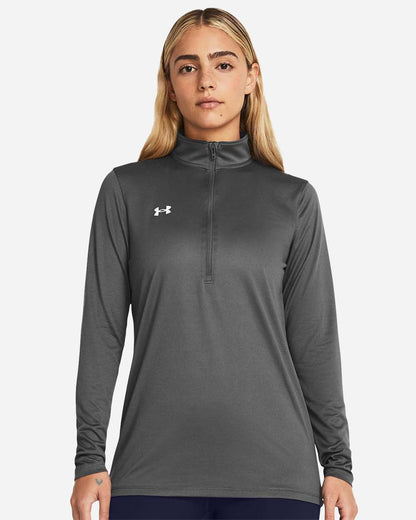 Under Armour Women's Team Tech Half-Zip Pullover in Castlerock/ White, style 1376862