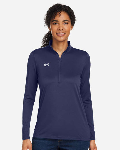 Under Armour Women's Team Tech Half-Zip Pullover in Midnight Navy/ White, style 1376862