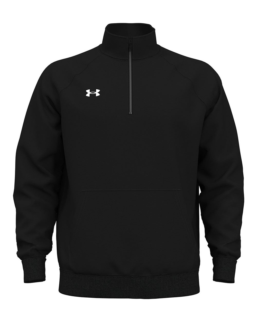 Under Armour Men's Rival Fleece Quarter-Zip Pullover in Black/ White, style 1386016