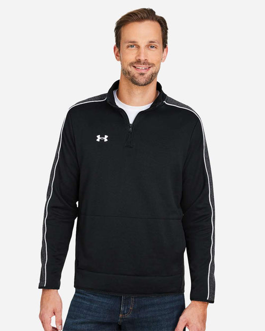 Under Armour Men's Command 2.0 Quarter-Zip Pullover in Black/ White, style 1383260